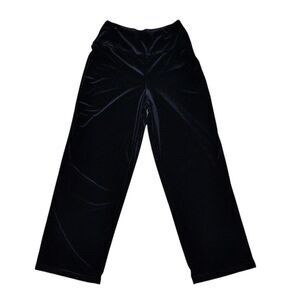 MSK Black Velvet Stretchy Wide Leg Pants size Small Pull-on with Hip Zipper